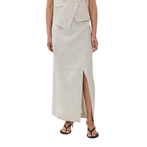 R曾?he Dresses & Skirts - Rohe Tailored Stone Melange Overlap Midi Skirt Size 36 / US 4